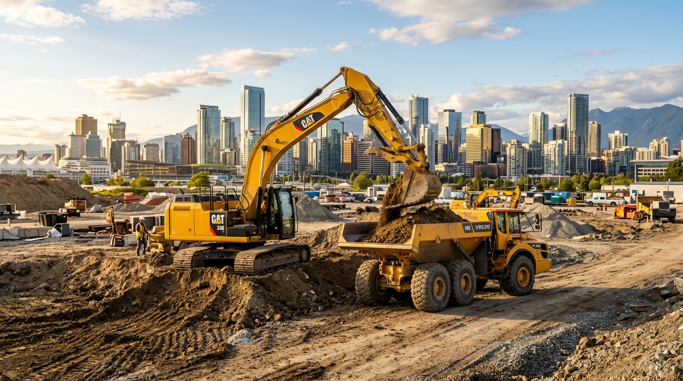 Construction site with heavy machinery
